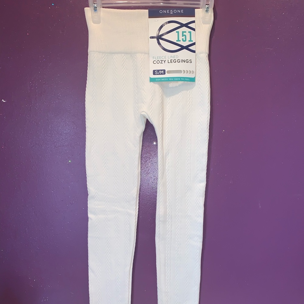Cream colored fleece lined leggings
